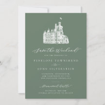 Sage Green Castle Illustratie Weekend Wedding