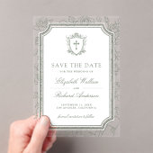 Sage Green Catholic Wedding Save the Date Acryl Uitnodigingen (Insitu (Draagbaar))