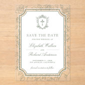 Sage Green Catholic Wedding Save the Date Acryl Uitnodigingen (Voorkant)