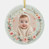 Sage Green Celestial Baby First Christmas Photo Keramisch Ornament (Voorkant)