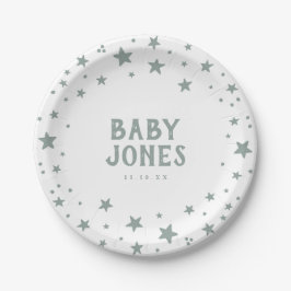Sage Green Celestial Stars Baby shower Papieren Bordje