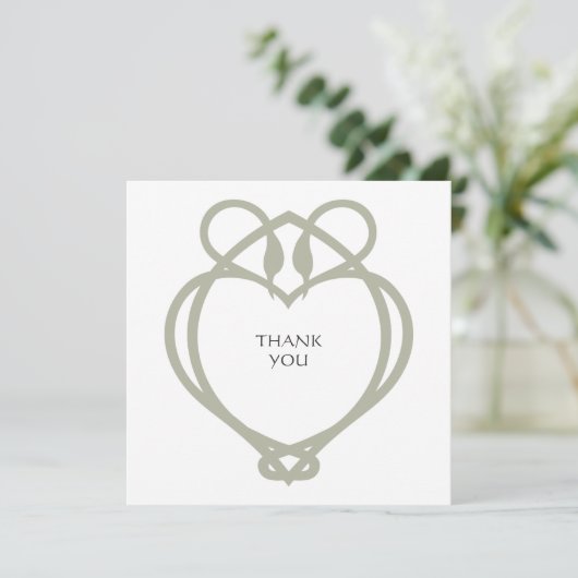 Sage Green Celtic Irish Swan Love Knot Wedding Bedankkaart (Staand voorkant)