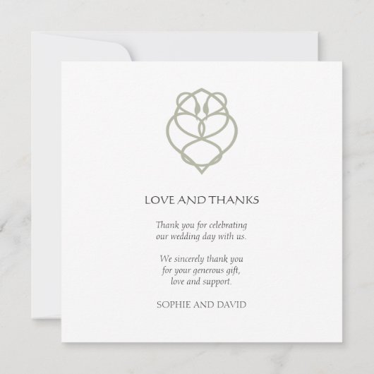Sage Green Celtic Irish Swan Love Knot Wedding Bedankkaart (Achterkant)