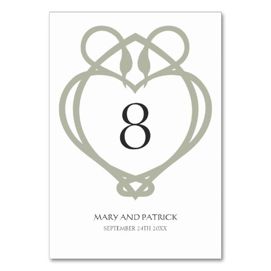 Sage Green Celtic Irish Swan Love Knot Wedding Kaart (Voorkant)