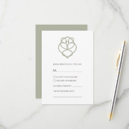 Sage Green Celtic Irish Swan Love Knot Wedding RSVP Kaartje