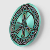 Sage Green Celtic Knot Peace Sign-klok Grote Klok (Hoek)