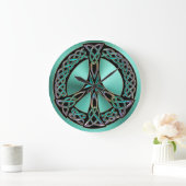 Sage Green Celtic Knot Peace Sign-klok Grote Klok (Huis)