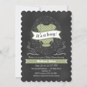 Sage Green Chalkboard Boy Baby shower Uitnodigen Kaart (Voorkant)