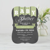 Sage Green Chalkboard Flag Baby shower Uitnodigen Kaart (Staand voorkant)