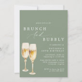 Sage Green | Champagne Verjaardag Brunch & Bubbly Kaart (Voorkant)