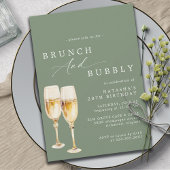 Sage Green | Champagne Verjaardag Brunch & Bubbly Kaart