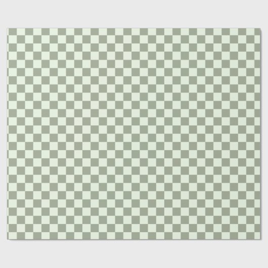 Sage Green Checker Checkerboard Checkered Retro Cadeaupapier (Vlak)