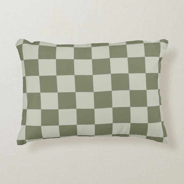 Sage Green Checkerboard Accent Kussen (Voorkant)