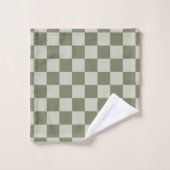 Sage Green Checkerboard Bad Handdoek (Wasdoekje)