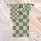 Sage Green Checkerboard Bad Handdoek