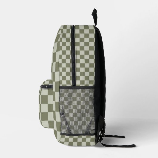 Sage Green Checkerboard Bedrukte Rugzak (Rechts)