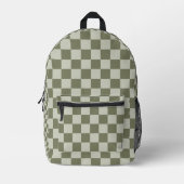 Sage Green Checkerboard Bedrukte Rugzak (Voorkant)