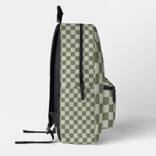 Sage Green Checkerboard Bedrukte Rugzak (Links)
