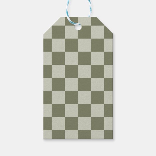 Sage Green Checkerboard Cadeaulabel (Voorkant)