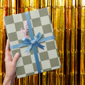 Sage Green Checkerboard Cadeaupapier