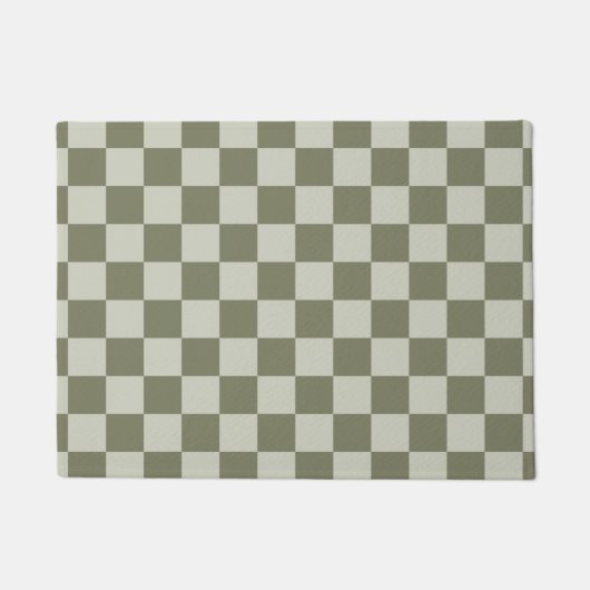 Sage Green Checkerboard Deurmat (Voorkant)