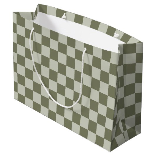 Sage Green Checkerboard Groot Cadeauzakje (Achterkant Gekanteld)