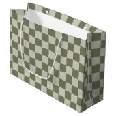 Sage Green Checkerboard Groot Cadeauzakje (Voorkant Gekanteld)