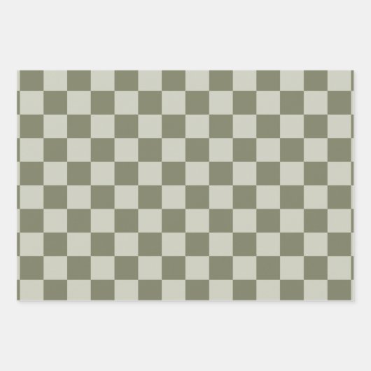 Sage Green Checkerboard Inpakpapier Vel (Voorkant 2)