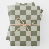 Sage Green Checkerboard Inpakpapier Vel (In situ)