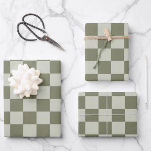 Sage Green Checkerboard Inpakpapier Vel