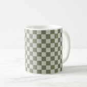 Sage Green Checkerboard Koffiemok (Voorkant rechts)