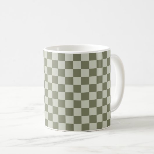 Sage Green Checkerboard Koffiemok (Voorkant rechts)