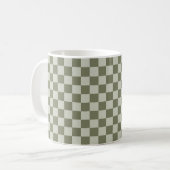 Sage Green Checkerboard Koffiemok (Voorkant links)