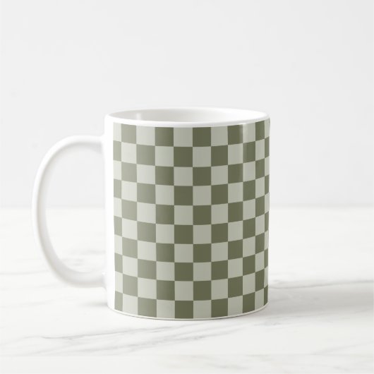 Sage Green Checkerboard Koffiemok (Links)