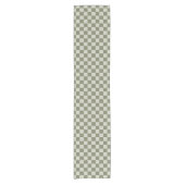 Sage Green Checkerboard Korte Tafelloper (Voorkant)