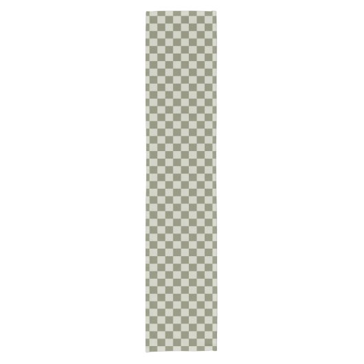 Sage Green Checkerboard Korte Tafelloper (Voorkant)