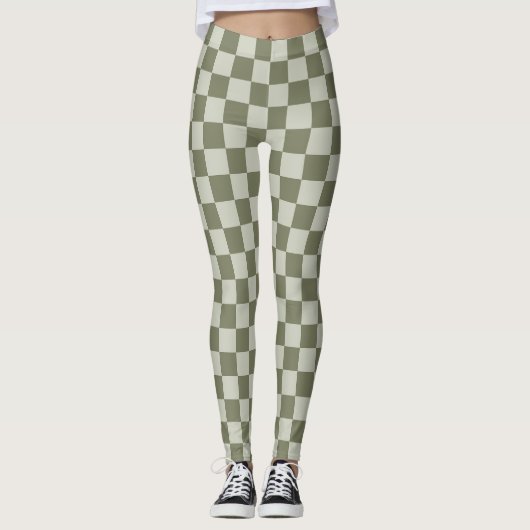 Sage Green Checkerboard Leggings (Voorkant)