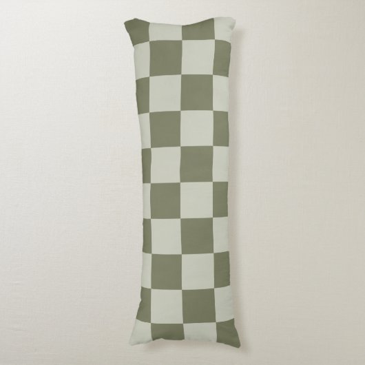 Sage Green Checkerboard Lichaamskussen (Voorkant Verticaal)