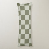 Sage Green Checkerboard Lichaamskussen (Achterkant (Verticaal))