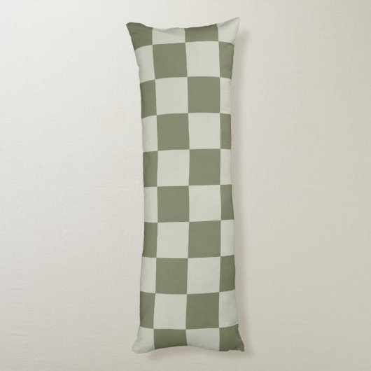 Sage Green Checkerboard Lichaamskussen (Achterkant (Verticaal))