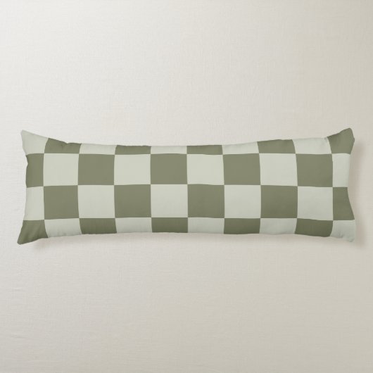 Sage Green Checkerboard Lichaamskussen (Voorkant)