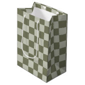Sage Green Checkerboard Medium Cadeauzakje (Voorkant Gekanteld)