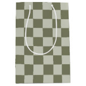 Sage Green Checkerboard Medium Cadeauzakje (Voorkant)