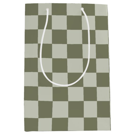 Sage Green Checkerboard Medium Cadeauzakje (Voorkant)