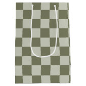 Sage Green Checkerboard Medium Cadeauzakje (Achterkant)