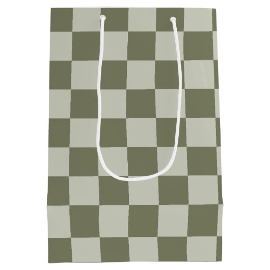Sage Green Checkerboard Medium Cadeauzakje (Achterkant)