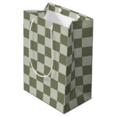 Sage Green Checkerboard Medium Cadeauzakje (Achterkant Gekanteld)