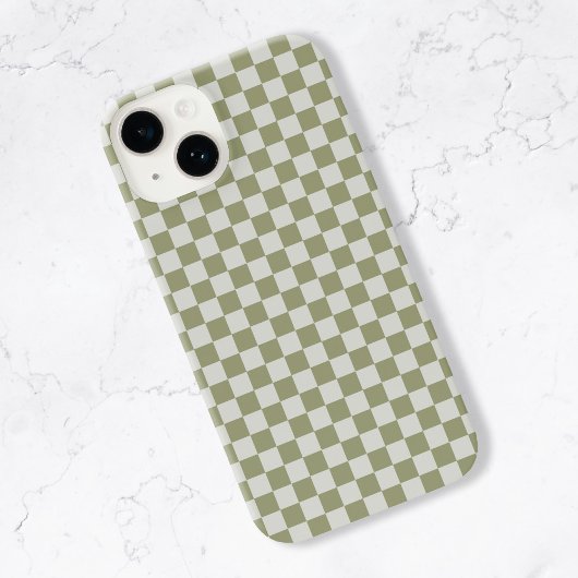 Sage Green Checkerboard met patrooncontrole iPhone Hoesje