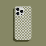 Sage Green Checkerboard met patrooncontrole iPhone 14 Hoesje<br><div class="desc">Sage Green Checkered Pattern Checkerboard iPhone Case</div>