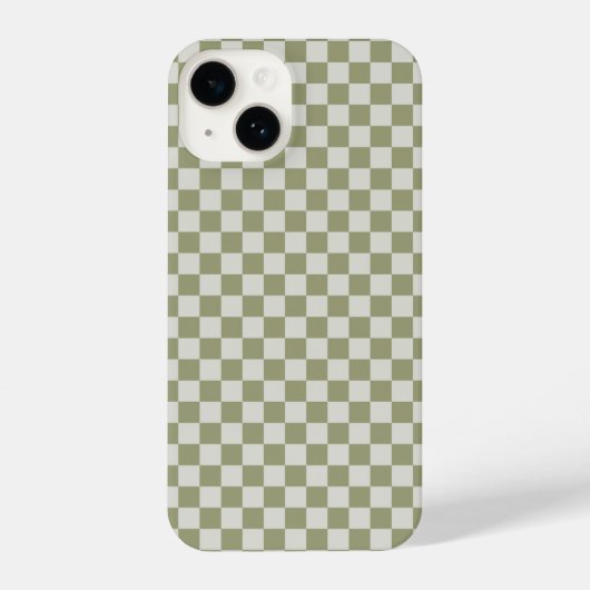 Sage Green Checkerboard met patrooncontrole iPhone Hoesje (Achterkant)